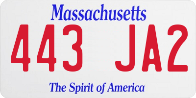 MA license plate 443JA2