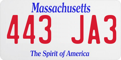MA license plate 443JA3