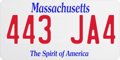 MA license plate 443JA4
