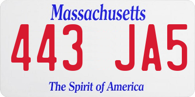 MA license plate 443JA5