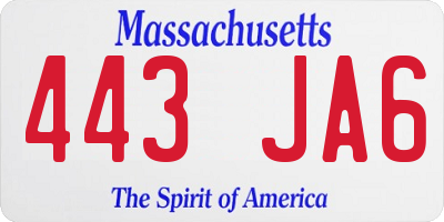 MA license plate 443JA6