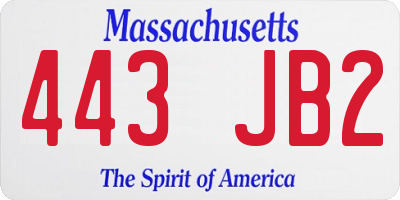 MA license plate 443JB2
