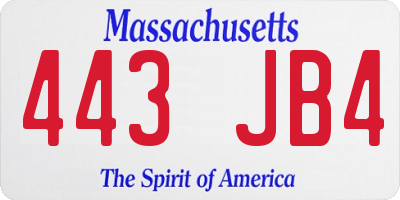 MA license plate 443JB4