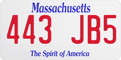 MA license plate 443JB5