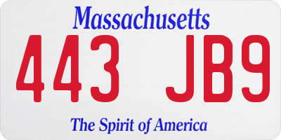 MA license plate 443JB9