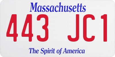 MA license plate 443JC1