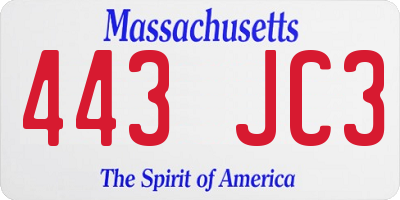 MA license plate 443JC3