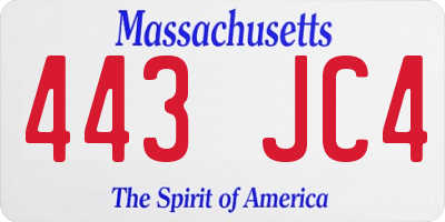 MA license plate 443JC4
