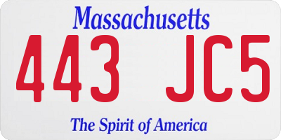 MA license plate 443JC5