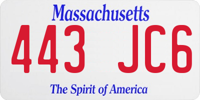 MA license plate 443JC6