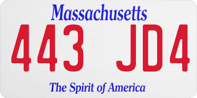 MA license plate 443JD4
