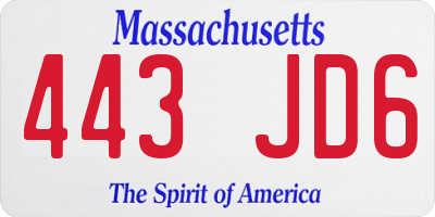 MA license plate 443JD6