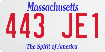 MA license plate 443JE1