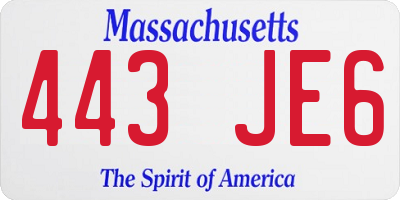 MA license plate 443JE6