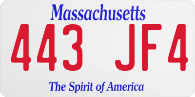 MA license plate 443JF4