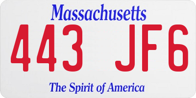 MA license plate 443JF6
