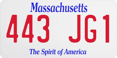 MA license plate 443JG1