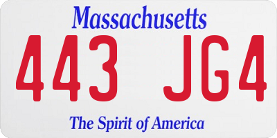 MA license plate 443JG4