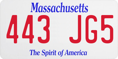 MA license plate 443JG5