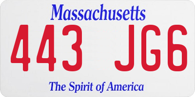 MA license plate 443JG6