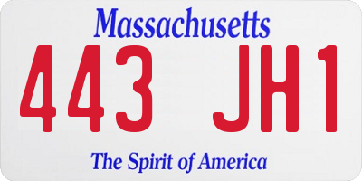 MA license plate 443JH1