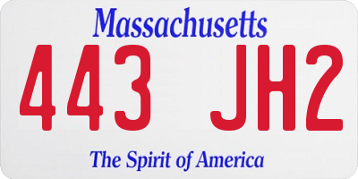 MA license plate 443JH2