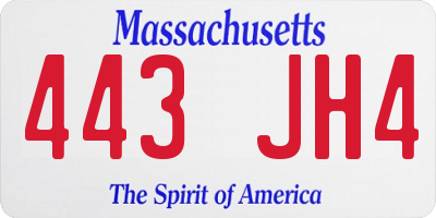 MA license plate 443JH4