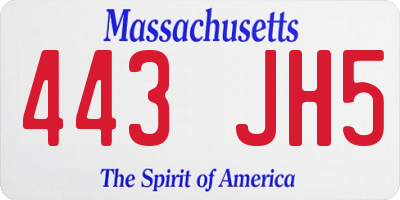MA license plate 443JH5