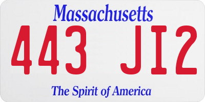 MA license plate 443JI2