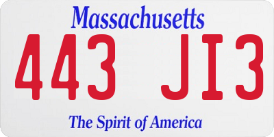 MA license plate 443JI3
