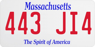 MA license plate 443JI4