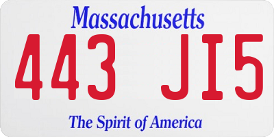 MA license plate 443JI5
