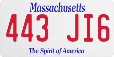 MA license plate 443JI6