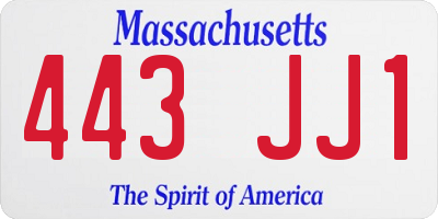 MA license plate 443JJ1