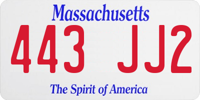 MA license plate 443JJ2
