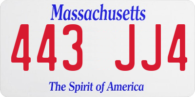 MA license plate 443JJ4