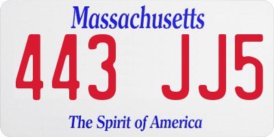 MA license plate 443JJ5