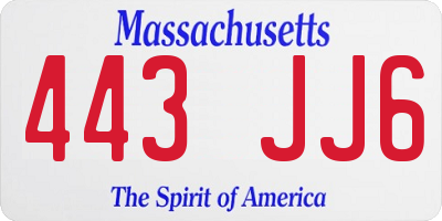 MA license plate 443JJ6