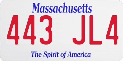 MA license plate 443JL4