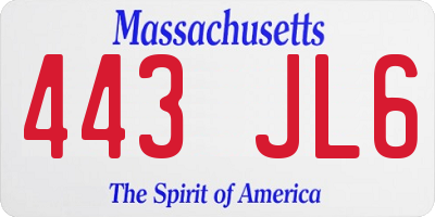 MA license plate 443JL6