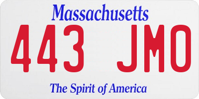 MA license plate 443JM0