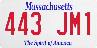 MA license plate 443JM1
