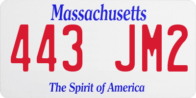 MA license plate 443JM2