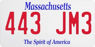 MA license plate 443JM3