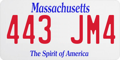 MA license plate 443JM4