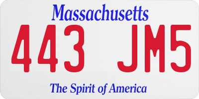 MA license plate 443JM5