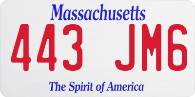 MA license plate 443JM6