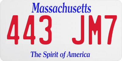 MA license plate 443JM7