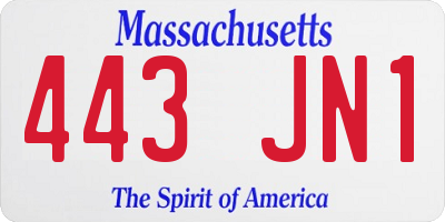 MA license plate 443JN1