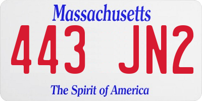 MA license plate 443JN2